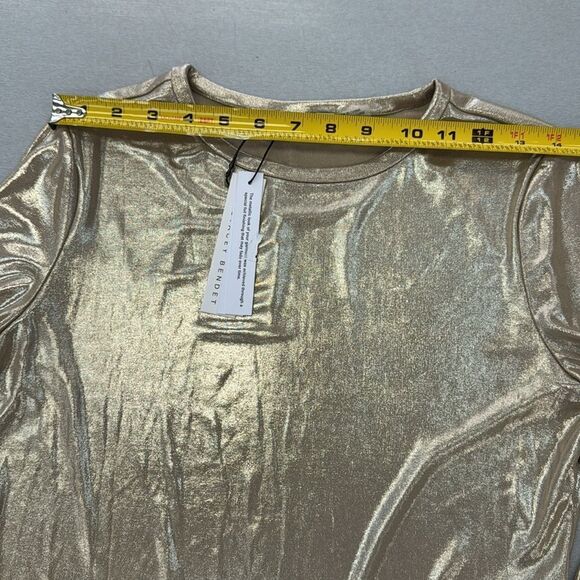 Alice + Olivia Shimmering Gold Long Sleeve Top - Picture 4 of 7